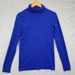 Athleta Small Flurry Peak Long Sleeve Turtleneck Royal Blue Baselayer Stretch
